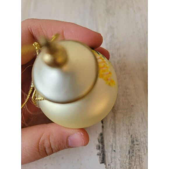 Floral vase hand-painted blown glass ornament Xmas decor - Picture 6 of 7